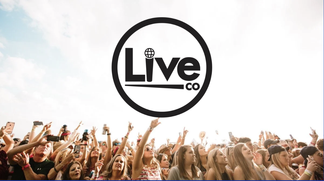 Live Co festival crowd beneath the Live Co logo